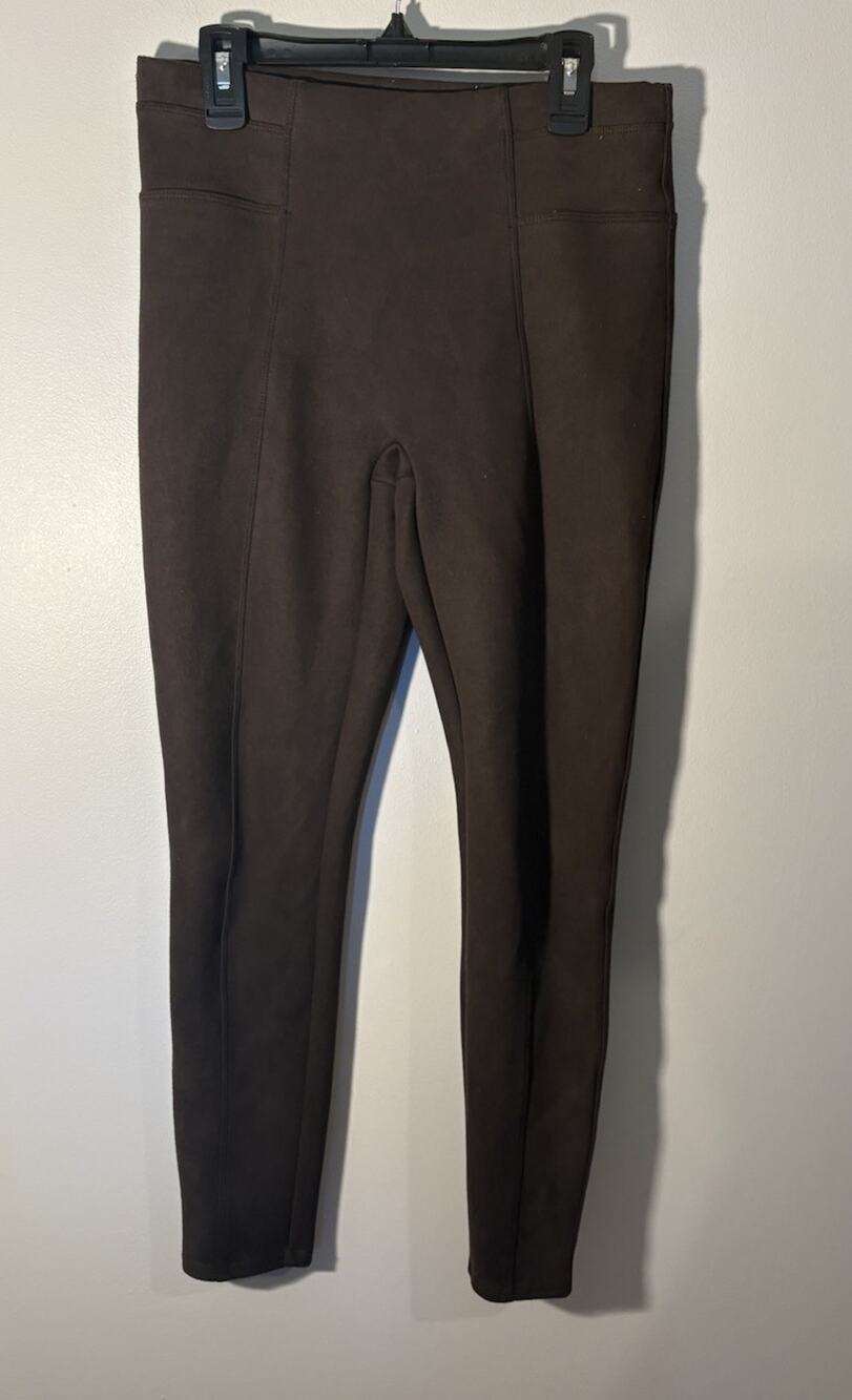 SPANX Body Women’s Brown faux suede Leggings Size S High Rise Ankle Stretch